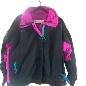 Columbia Women's Black and Pink Raincoat Jacket YT7